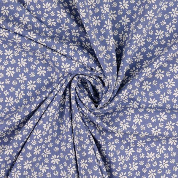 Baumwolljersey - kleine Blumen auf blau